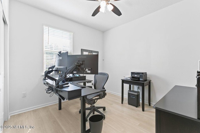 567 Flach Dr, Saint Johns, FL 32259 - office area featuring ceiling fan, light wood-style flooring, and baseboards