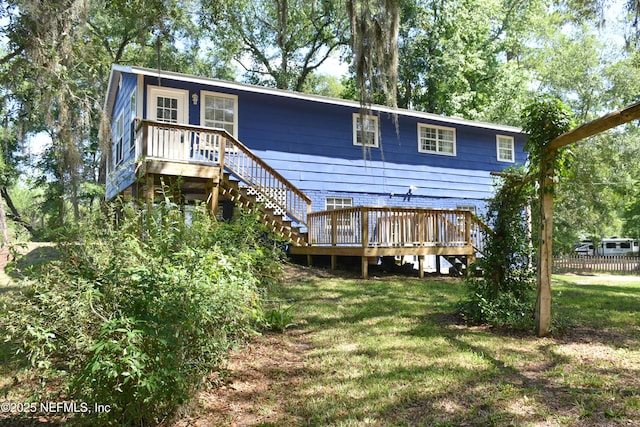 2873 Creek St, Middleburg, FL 32068 - back of house featuring a wooden deck and stairway