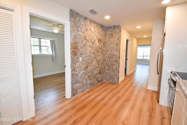 2873 Creek St, Middleburg, FL 32068 - hallway with light wood-style floors, baseboards, and recessed lighting