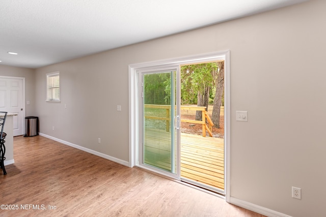 7013 Elfo Rd, Keystone Heights, FL 32656 - doorway with baseboards, wood finished floors, and recessed lighting