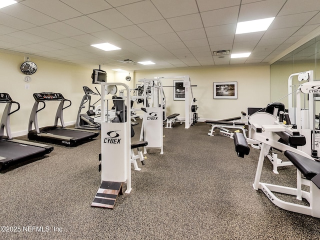 2358 Riverside Ave Unit 304, Jacksonville, FL 32204 - workout area featuring a drop ceiling and baseboards
