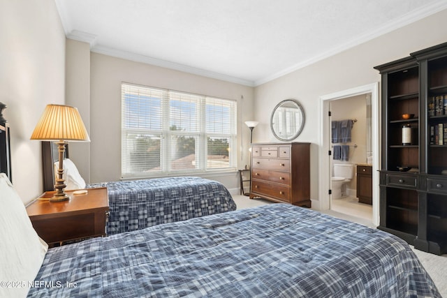 2358 Riverside Ave Unit 304, Jacksonville, FL 32204 - bedroom featuring ornamental molding, carpet, and connected bathroom