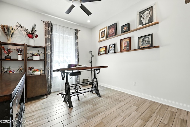 2919 Brettungar Dr, Jacksonville, FL 32224 - dining space featuring ceiling fan, light wood finished floors, and recessed lighting