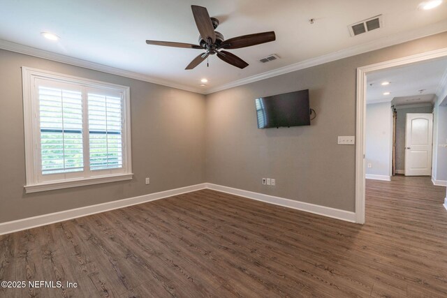 100 Fairway Park Blvd Unit 1306, Ponte Vedra Beach, FL 32082 - unfurnished room with baseboards, dark wood finished floors, ceiling fan, recessed lighting, and crown molding