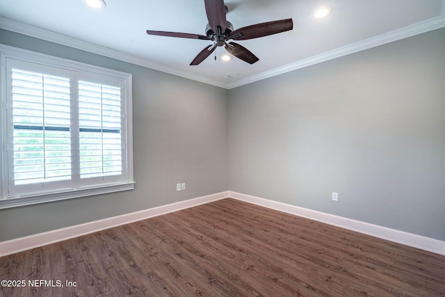 100 Fairway Park Blvd Unit 1306, Ponte Vedra Beach, FL 32082 - spare room featuring dark wood finished floors, baseboards, recessed lighting, a ceiling fan, and ornamental molding