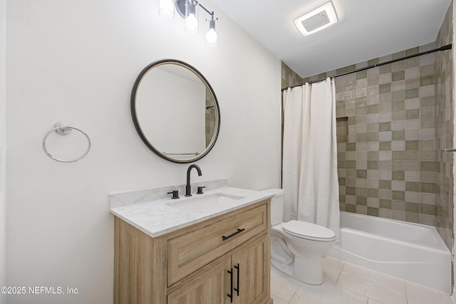 5105 Otter Creek Dr, Ponte Vedra Beach, FL 32082 - bathroom with vanity, toilet, shower / tub combo, and tile patterned floors