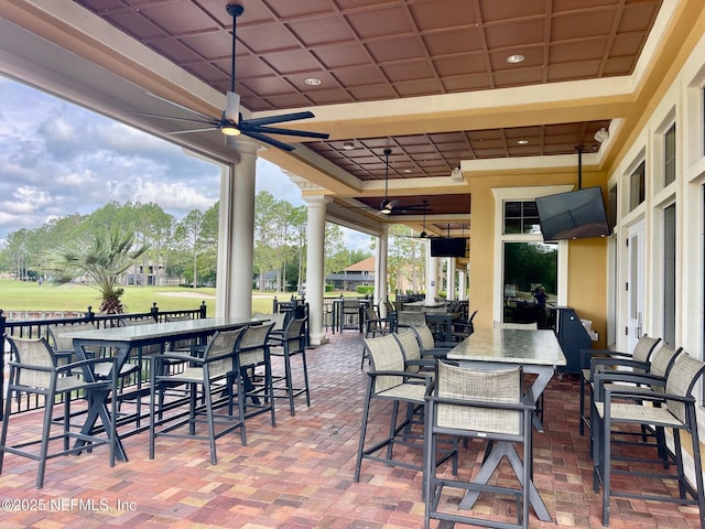 3931 Eagle Rock Rd, Middleburg, FL 32068 - view of patio featuring ceiling fan and an outdoor bar
