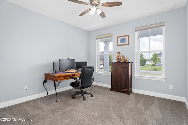 3931 Eagle Rock Rd, Middleburg, FL 32068 - carpeted office with a ceiling fan and baseboards