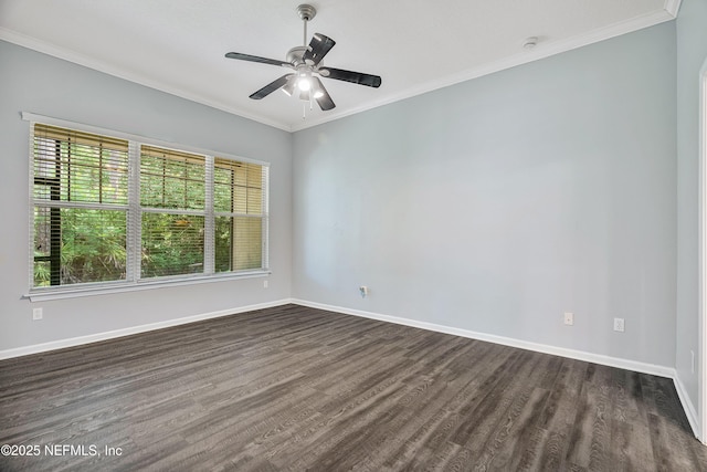 2120 Stone Creek Dr Unit E, Fleming Island, FL 32003 - spare room with dark wood finished floors, baseboards, ceiling fan, ornamental molding, and a smoke detector