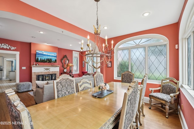 16 May St, Saint Augustine, FL 32084 - dining area featuring wood finished floors, recessed lighting, a chandelier, and baseboards