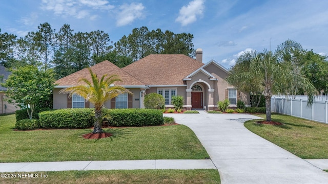 232 Porta Rosa Cir, Saint Augustine, FL 32092 - view of front of property featuring stucco siding, driveway, and a chimney