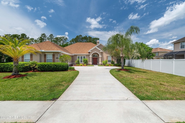 232 Porta Rosa Cir, Saint Augustine, FL 32092 - mediterranean / spanish-style house featuring driveway, stucco siding, and a chimney