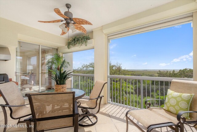 425 N Ocean Grande Dr Unit 205, Ponte Vedra Beach, FL 32082 - sunroom / solarium featuring ceiling fan and tile patterned floors