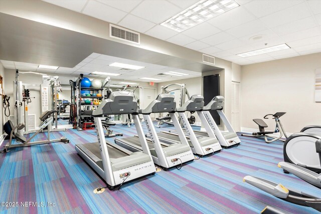 425 N Ocean Grande Dr Unit 205, Ponte Vedra Beach, FL 32082 - gym featuring carpet and a drop ceiling