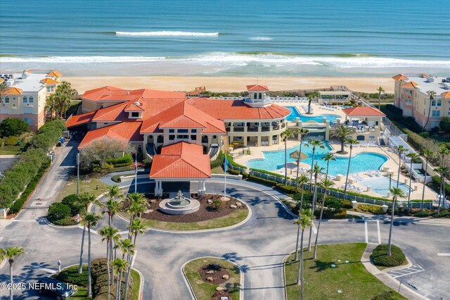425 N Ocean Grande Dr Unit 205, Ponte Vedra Beach, FL 32082 - drone / aerial view of expansive beach and a pool