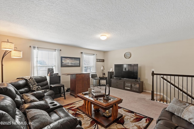 4008 Cormorant Ln, Middleburg, FL 32068 - carpeted living area featuring a textured ceiling