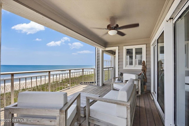 188 Sea Hammock Way Unit 188, Ponte Vedra Beach, FL 32082 - balcony featuring ceiling fan, view of water and beach, and grilling area
