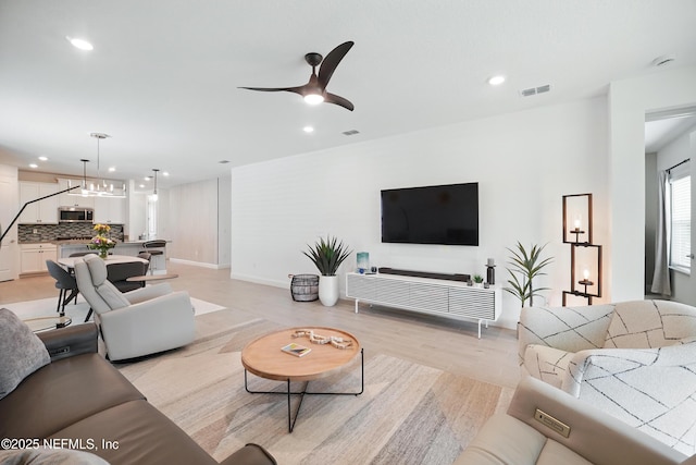 1459 Stillwater Blvd, Saint Johns, FL 32259 - living area featuring baseboards, recessed lighting, light wood finished floors, and ceiling fan