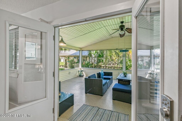 8211 Colee Cove Branch Rd Unit G, Saint Augustine, FL 32092 - sunroom / solarium with ceiling fan and lofted ceiling