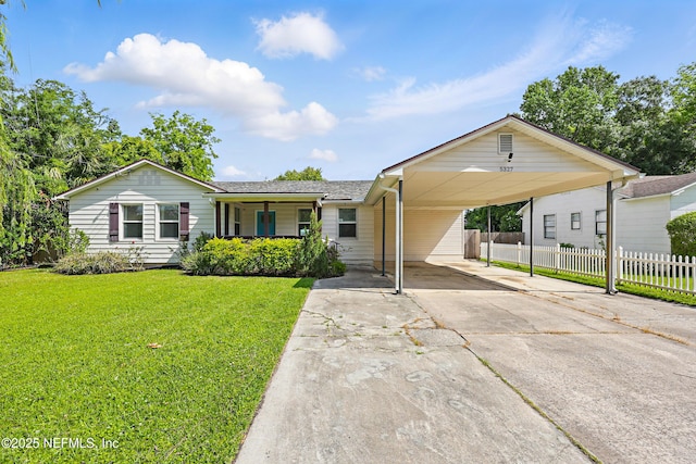 5327 Attleboro St, Jacksonville, FL 32205 - ranch-style home featuring driveway, covered porch, and an attached carport