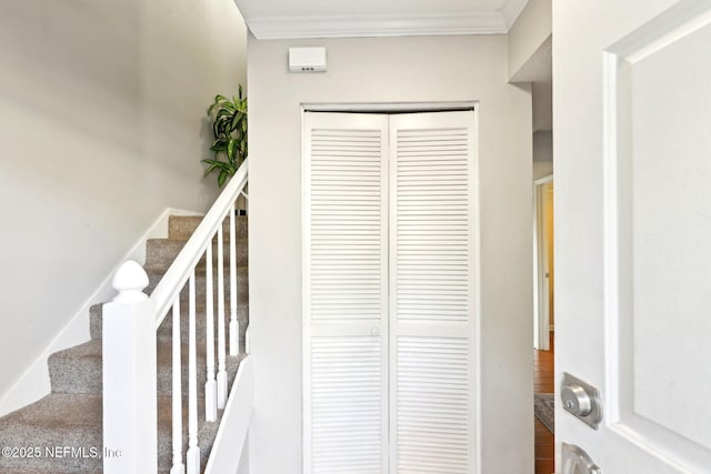 1101 Kettering Way, Orange Park, FL 32073 - stairs with crown molding