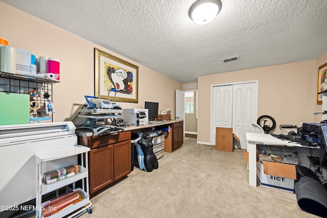 97054 Huntington Ct, Yulee, FL 32097 - office area featuring light colored carpet and a textured ceiling