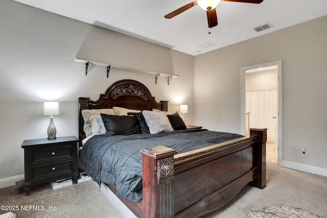 616 Osman Rd, Jacksonville, FL 32225 - bedroom with carpet, baseboards, ensuite bathroom, and ceiling fan