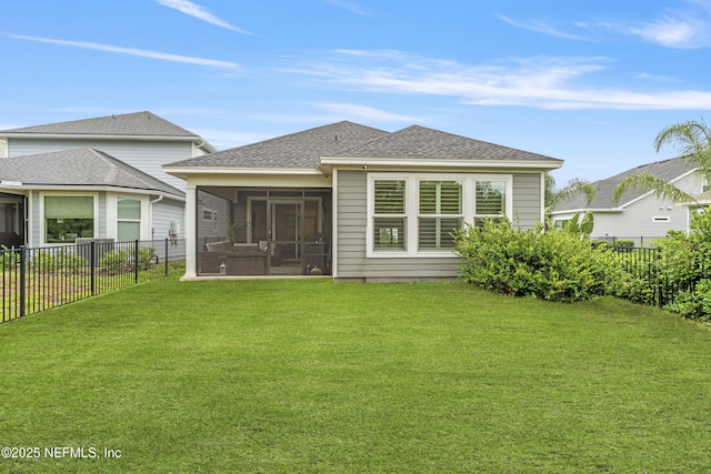 166 Spinner Dr, Ponte Vedra, FL 32081 - rear view of house with a sunroom and a shingled roof
