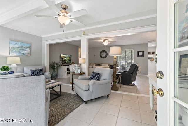 1773 Mariners Walk, Fernandina Beach, FL 32034 - living area featuring a ceiling fan and light tile patterned flooring