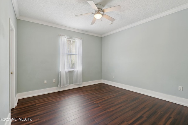 1821 W Windy Way, Saint Johns, FL 32259 - spare room featuring dark wood-type flooring, a textured ceiling, ceiling fan, crown molding, and baseboards