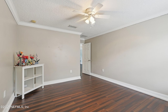 1821 W Windy Way, Saint Johns, FL 32259 - unfurnished room with dark wood-style flooring, ceiling fan, baseboards, ornamental molding, and a smoke detector