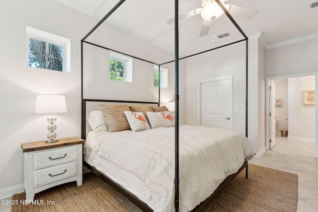 95282 Summerwoods Cir Unit 608, Fernandina Beach, FL 32034 - bedroom featuring crown molding, baseboards, and a ceiling fan