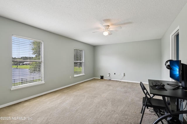 76466 Long Leaf Loop, Yulee, FL 32097 - unfurnished office with carpet, ceiling fan, a textured ceiling, and baseboards