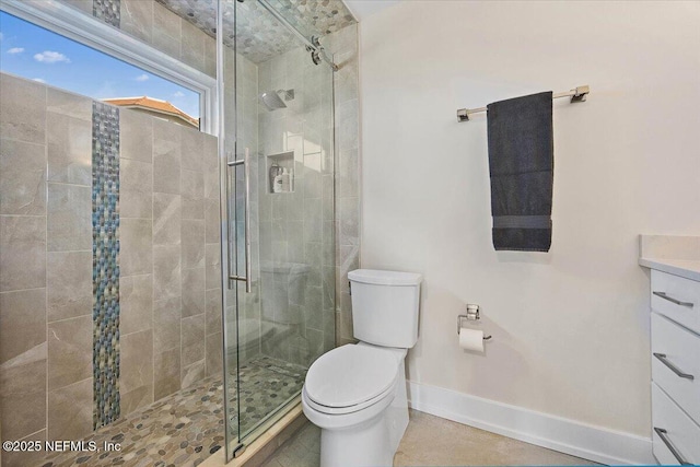 822 Spinnakers Reach Dr, Ponte Vedra Beach, FL 32082 - bathroom with a shower stall, toilet, baseboards, and vanity