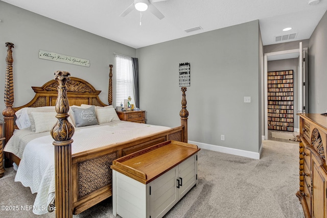 267 Honeycomb Trl, Saint Augustine, FL 32095 - bedroom with light colored carpet, baseboards, and ceiling fan