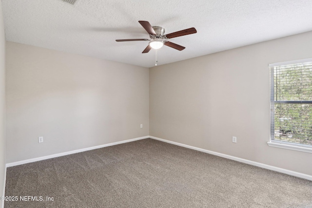 2454 Woodstork Ct, Saint Augustine, FL 32092 - carpeted spare room with ceiling fan, baseboards, and a textured ceiling