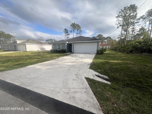 32 Pershing Ln, Palm Coast, FL 32164 - ranch-style house featuring an attached garage, a front yard, and driveway