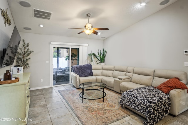 15831 Baxter Creek Dr, Jacksonville, FL 32218 - tiled living area featuring ceiling fan, baseboards, and recessed lighting