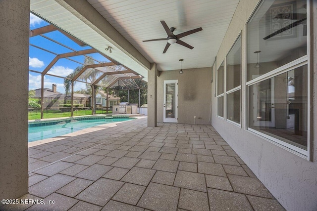 1211 Spring Branch Rd, Saint Johns, FL 32259 - outdoor pool featuring a patio, ceiling fan, and a lanai