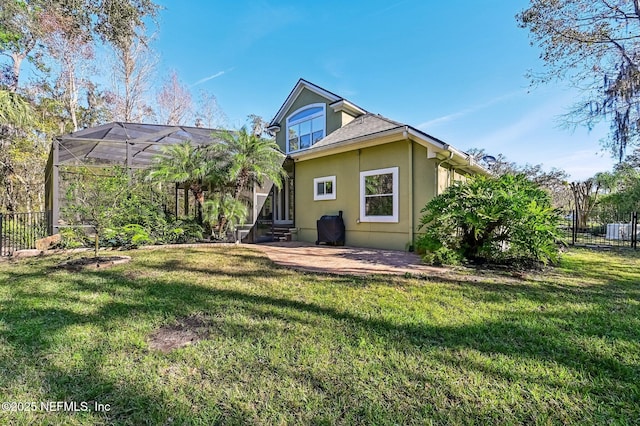 3461 Mainard Branch Ct, Fleming Island, FL 32003 - back of property featuring stucco siding, a patio area, and entry steps