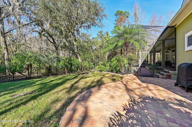 3461 Mainard Branch Ct, Fleming Island, FL 32003 - view of yard with a patio area, a lanai, and ceiling fan