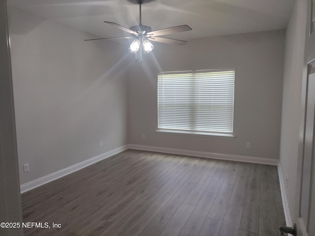 2985 Vianey Pl, Green Cove Springs, FL 32043 - spare room featuring a ceiling fan, wood finished floors, and baseboards