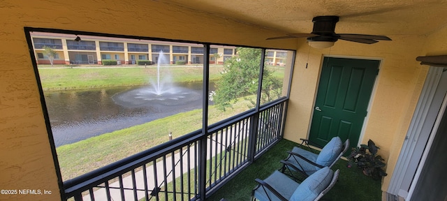 9745 Touchton Rd Unit 1521, Jacksonville, FL 32246 - sunroom with a water view and ceiling fan