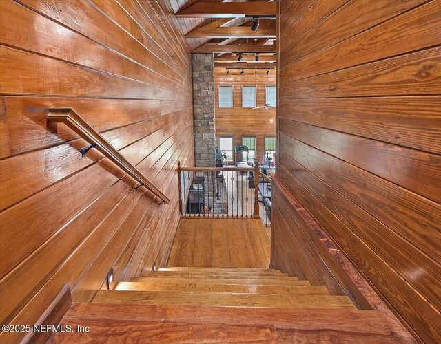 3355 Bishop Estates Rd, Saint Johns, FL 32259 - stairs with wooden walls