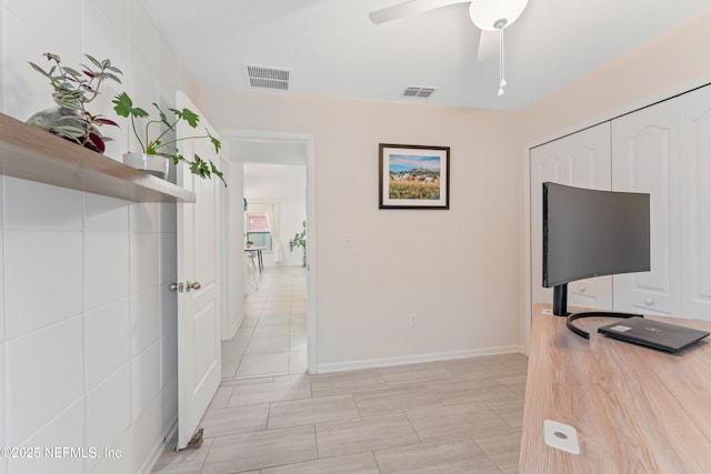 186 Ocean Cay Blvd, Saint Augustine, FL 32080 - home office featuring ceiling fan, baseboards, and light tile patterned floors