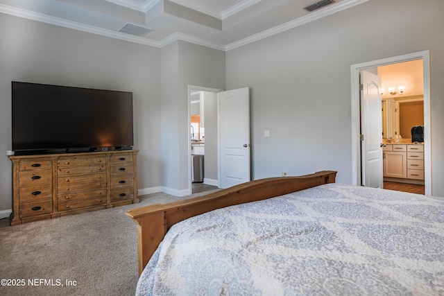 310 Cedarstone Way, Saint Augustine, FL 32092 - bedroom featuring crown molding, ensuite bathroom, and baseboards