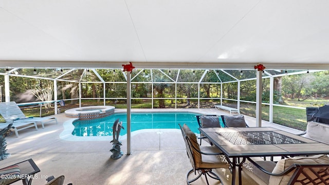 124 Lindsay Dr, Palm Coast, FL 32137 - view of pool featuring a patio area, a lanai, and a pool with connected hot tub