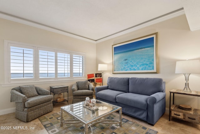 278 Sandcastles Ct, Fernandina Beach, FL 32034 - living room featuring crown molding and baseboards