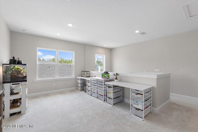 45 Waterwheel Ct, Saint Johns, FL 32259 - home office featuring light carpet, recessed lighting, and baseboards