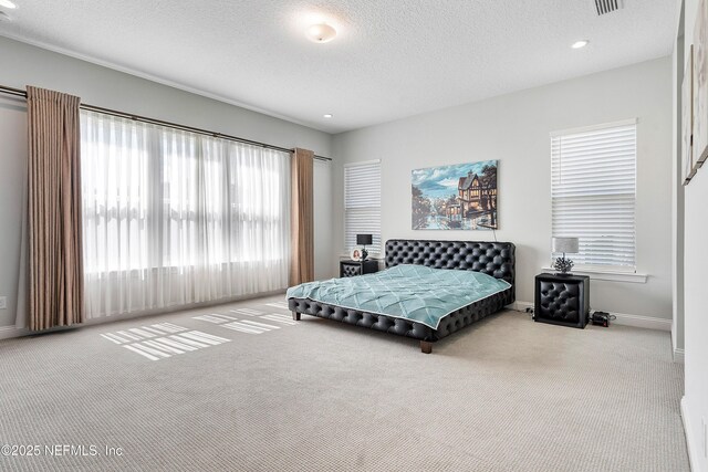144 Waverly Way, Saint Johns, FL 32259 - bedroom featuring carpet floors, baseboards, a textured ceiling, and recessed lighting